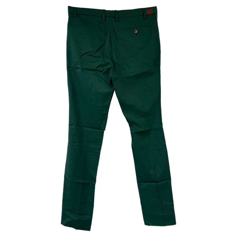 Gucci Wed Accent Straight-Leg Trousers in Green Cotton - Picture 2 of 3